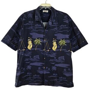 PACIFIC LEGEND Golf Club Palm Tree Hawaiian Shirt 3XL USA Made Short Sleeve